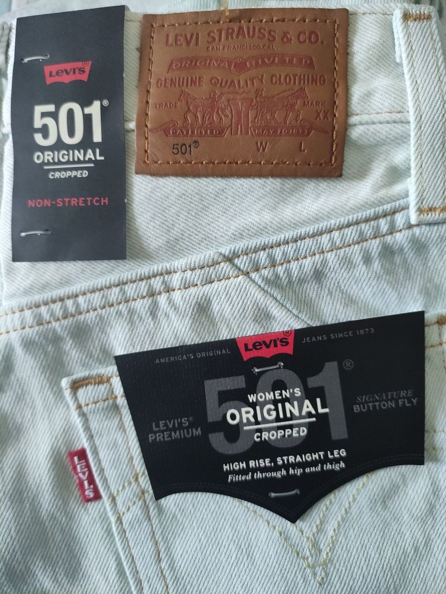 Джинсы LEVIS 23х26 Premium 501 Original Cropped Patchwork Button Fly
