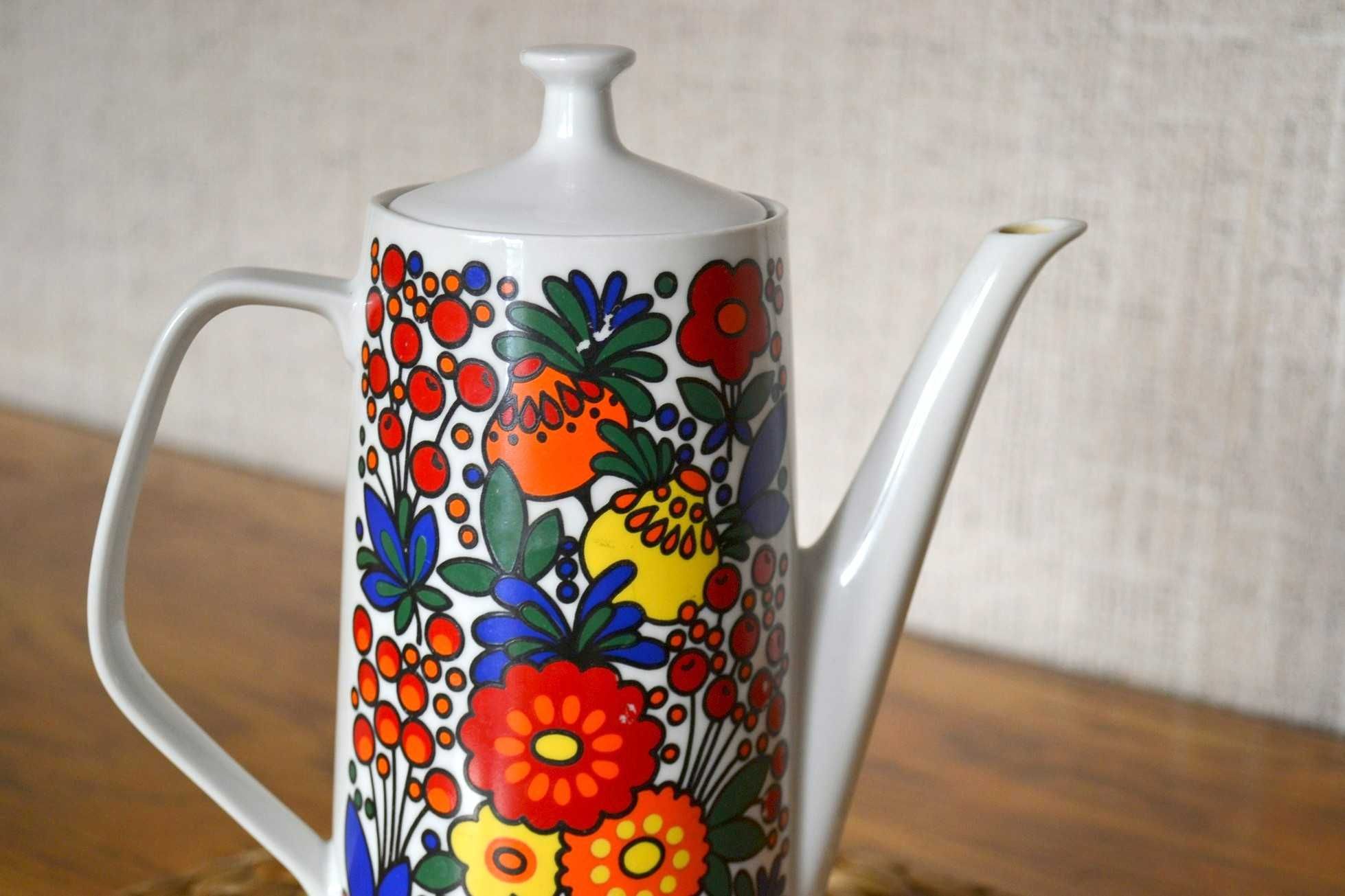 Stadtlengsfeld Dzbanek do kawy herbaty folk kwiaty porcelana