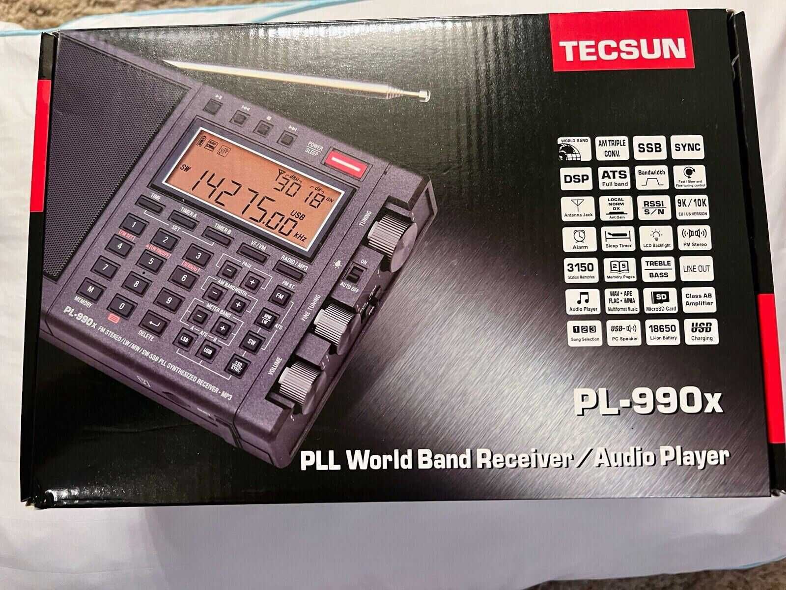 Tecsun PL-990x всеволновой радиоприемник + дополнительная антена 7 м