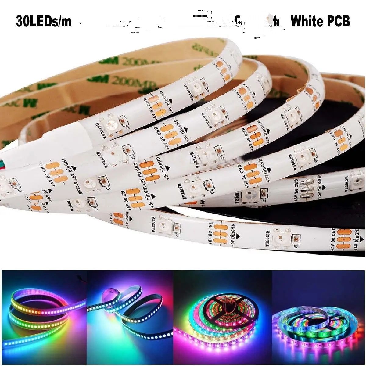 1 м. 5V_Світлодіодна стрічка WS2812b RGB SMD 5050 5V  IP30