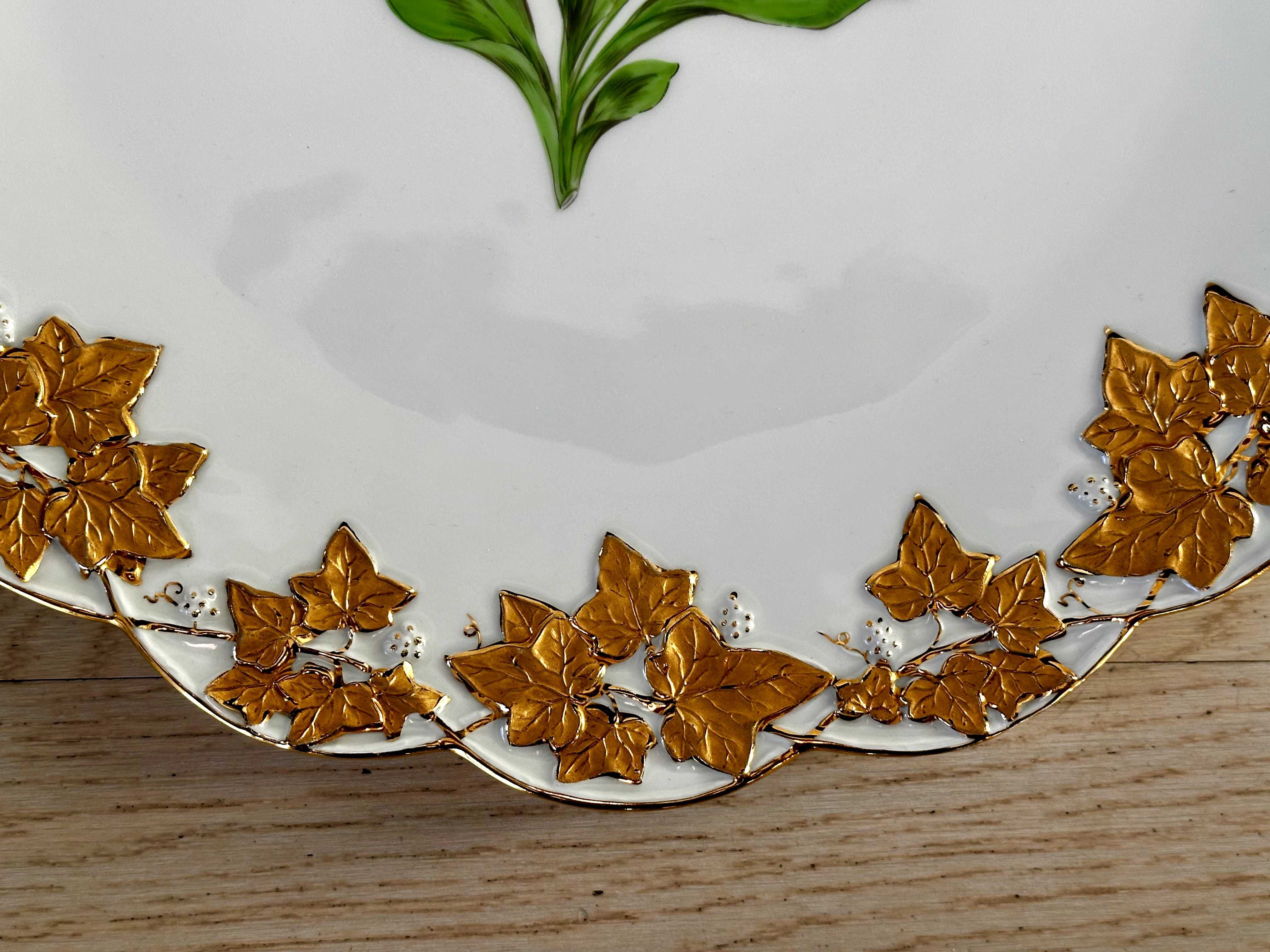 Miśnia Meissen patera złocenia kwiaty stan idealny - bardzo duza 34 cm