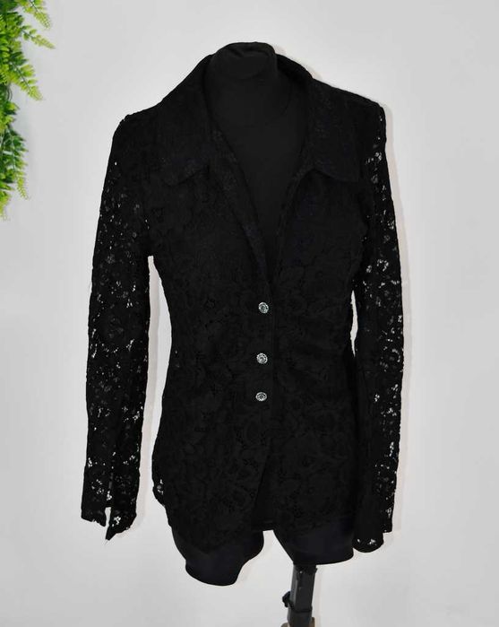 Koronkowa koszula River Island r. 38, ozdobne guziki, prześwitująca