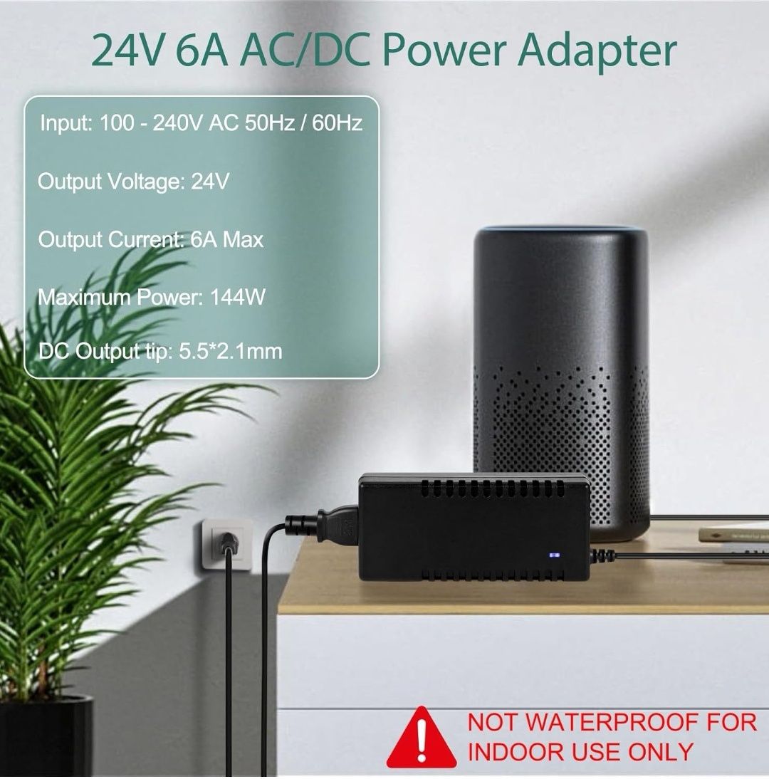 HOUHUI 24 V 6 A zasilacz sieciowy, uniwersalny zasilacz AC 100 – 240 V