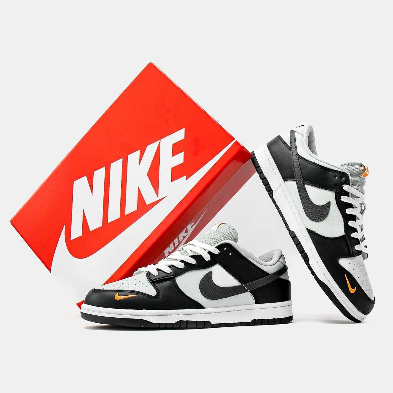 Nike Dunk Low Black Total Orange Mini Swoosh кроссовки мужские dunk sb