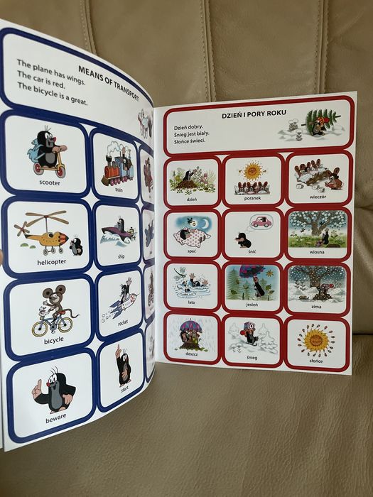 Obrazkowy angielski z krecikiem slownik karty edukacyjne Krecik