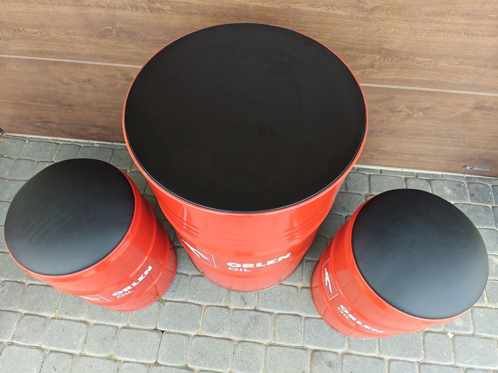 Zestaw mebli z beczek Orlen Oil