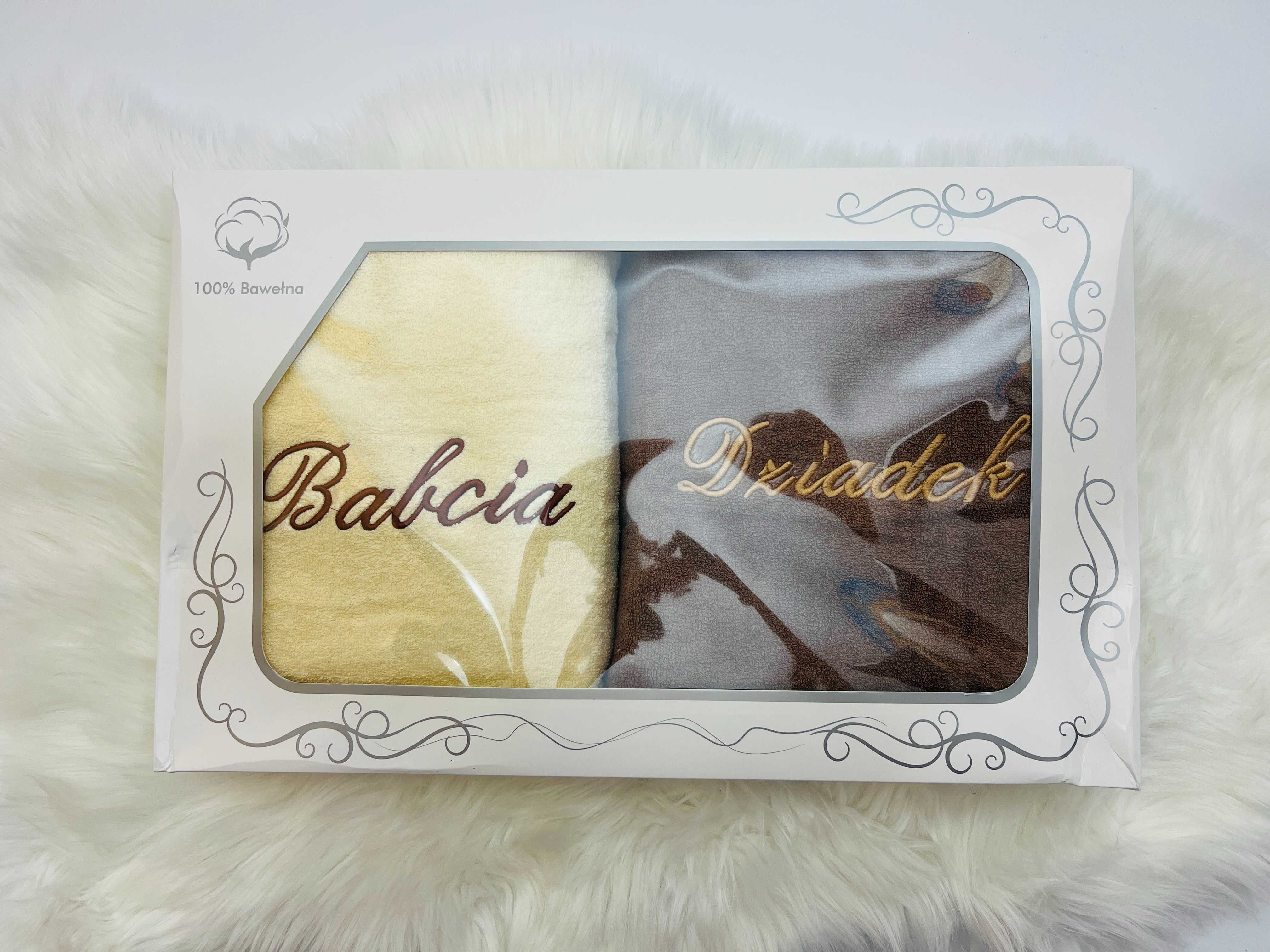 Ręcznik na dzień babci i dziadka 2 ręczniki 70x140cm 100% bawełna