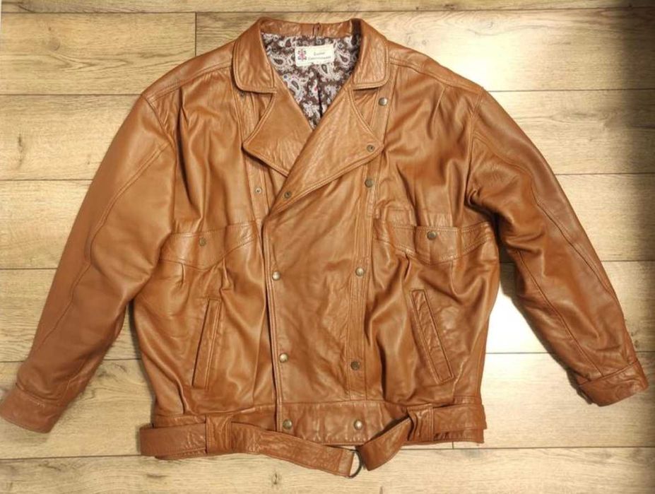 косуха р XL  / 2XL шкіряна оверсайз рижа осіння мужска cупер подарунок