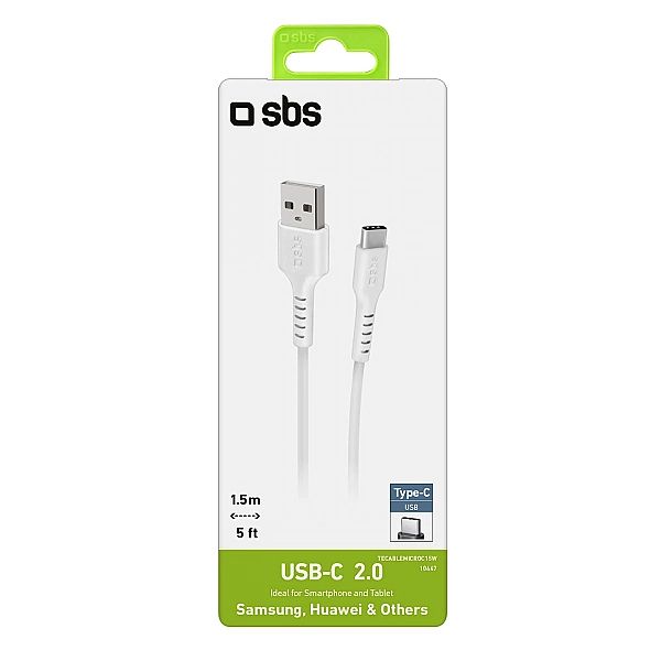 Kabel SBS TECABLEMICROC15W USB-A - USB-C 1,5m - biały