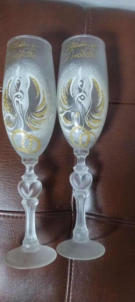 Весільні матові бокали Бокали для молодят свадебные бокалы