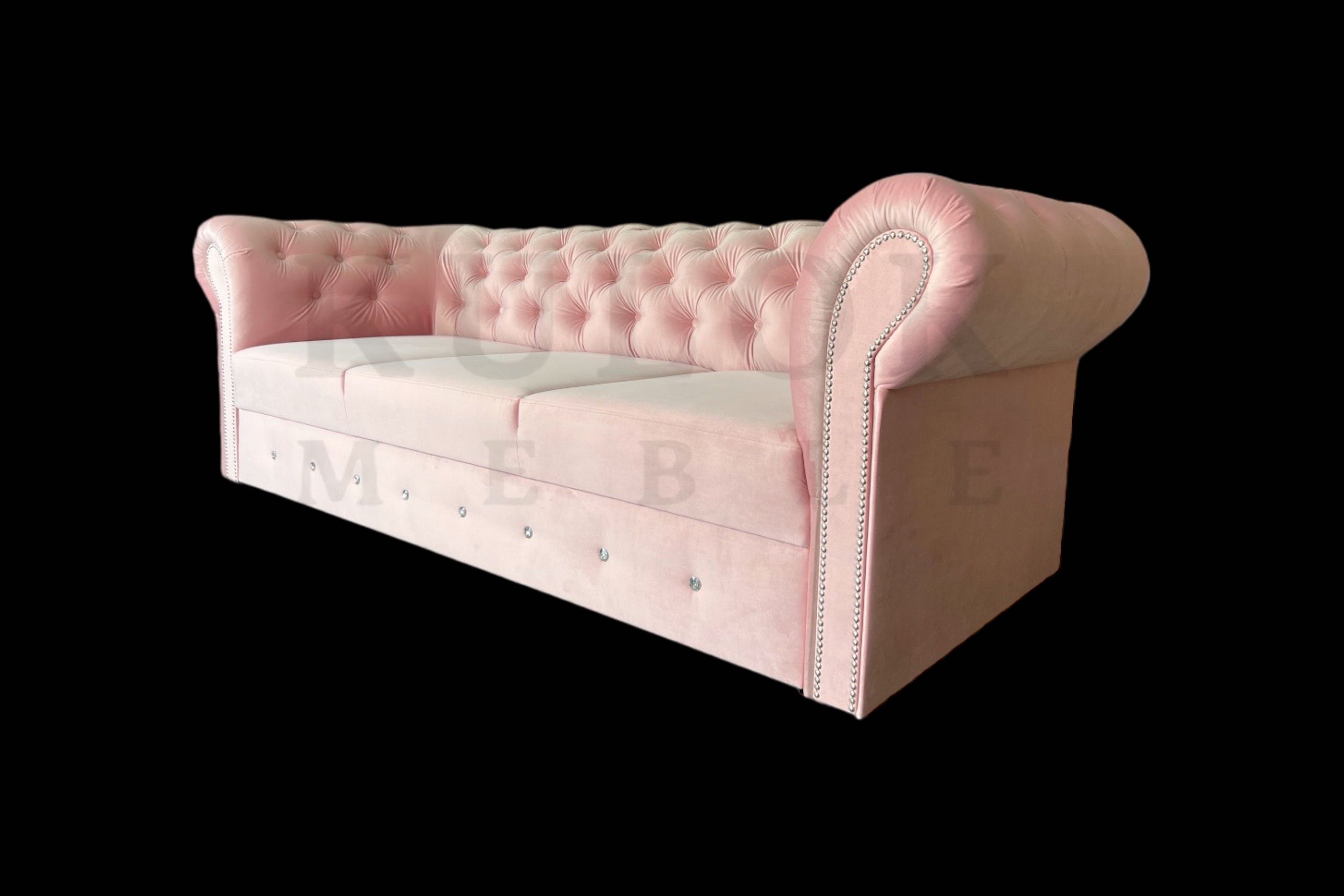 Stylowa sofa pikowana Glamour Kryształ róż nowoczesna BERLIN spanie