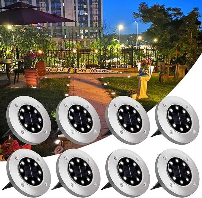 8 Luzes Solares LED para Exteriores Jardim