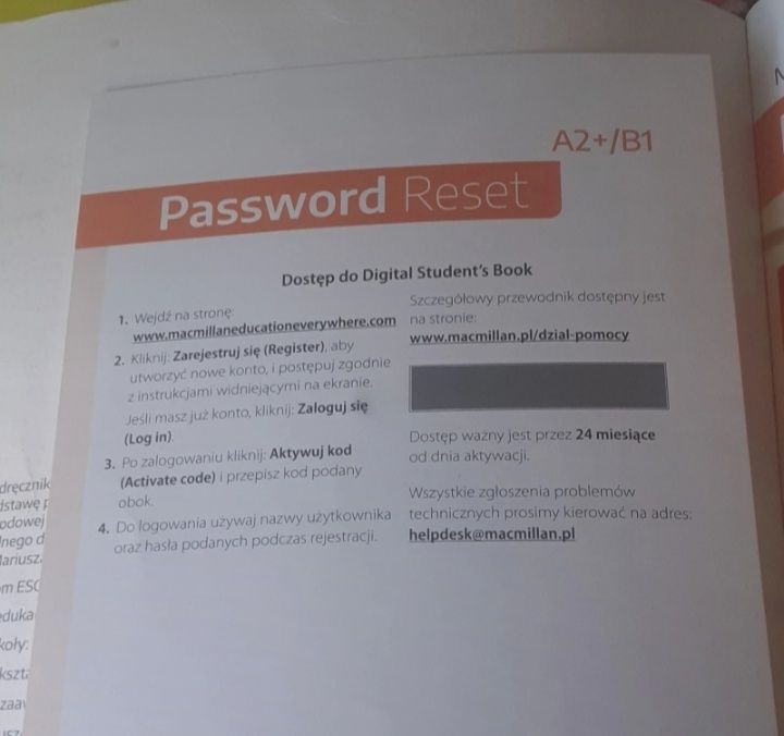 podręcznik password reset a2+/b1 klasa 1 liceum (uzupelniony lub nie)