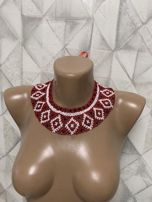 Силянка намисто бісер кольє етно украінське народне 43 см синє та кори