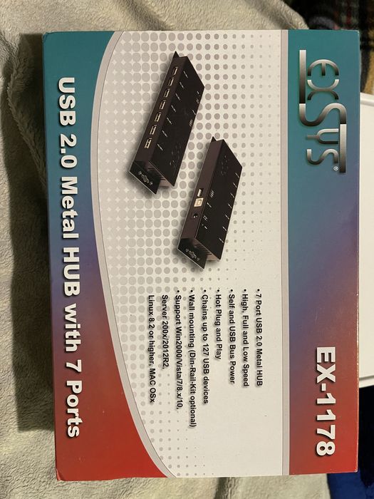 Хаб EXSYS EX-1178 USB 2.0 HUB with 7 ports (Metal case)