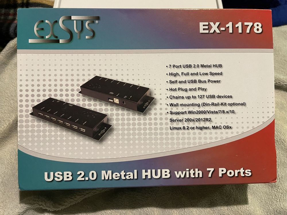 Хаб EXSYS EX-1178 USB 2.0 HUB with 7 ports (Metal case)