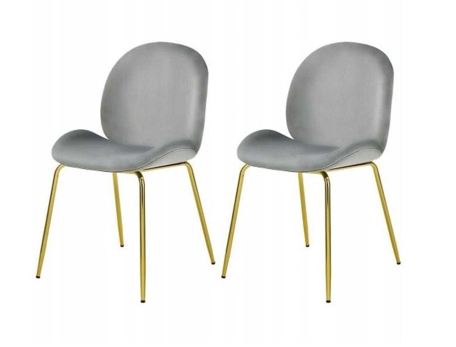 Zestaw 2 aksamitnych krzeseł do jadalni ze złotymi ramami