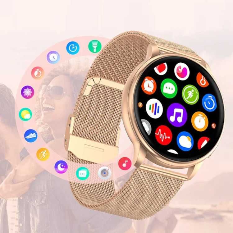 SMARTWATCH Elegancki Zegarek Damski Rozmowy MENU PL Bransoletka Pasek