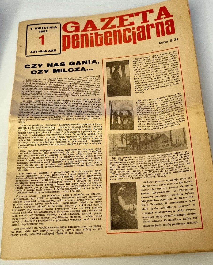 Gazeta Penitencjarna 1 Maja i 1 kwietnia 1982r.