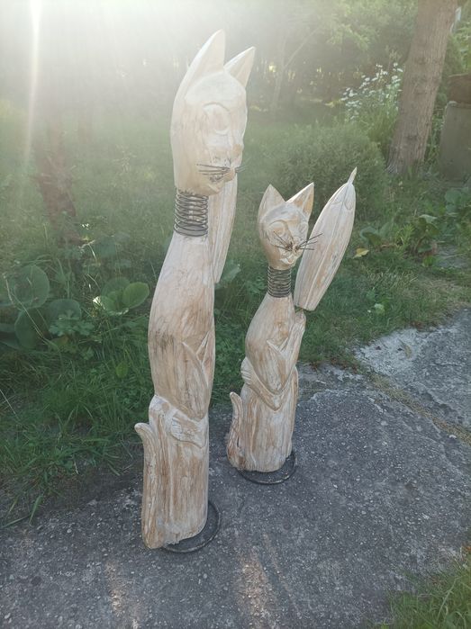 Koty rzeźba vintage ozdoba dekoracja duże.