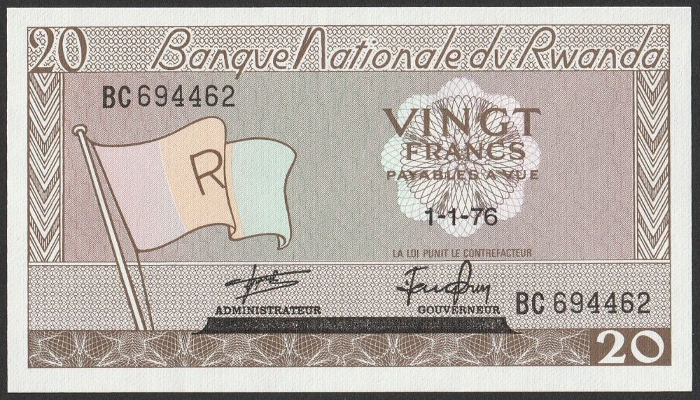Rwanda 20 franków 1976 - stan bankowy UNC