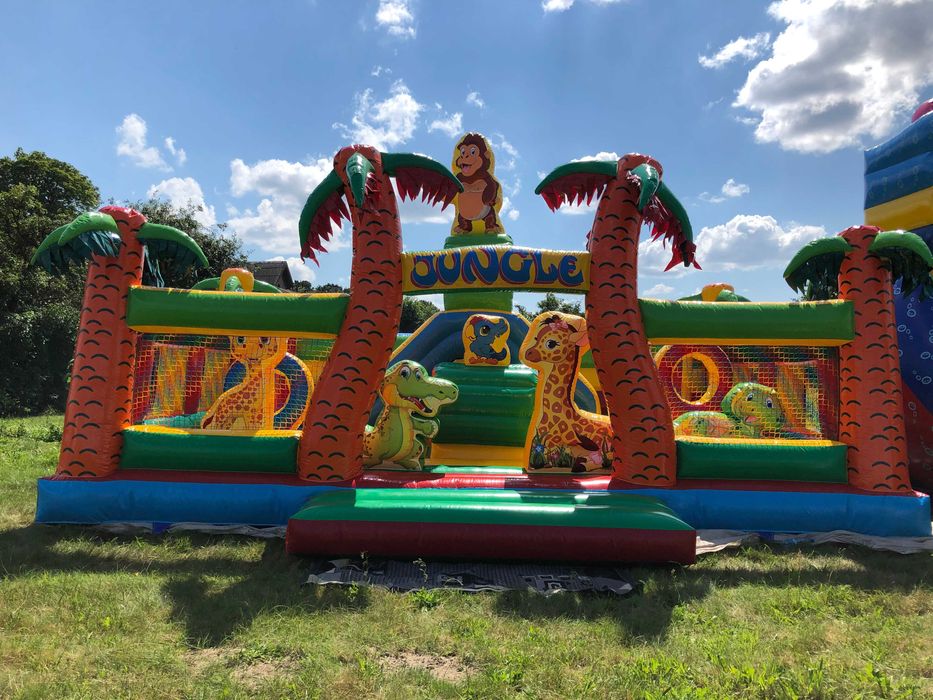 dmuchany zamek plac zabaw łódki sztuczna krowa eurobungee wata cukrowa