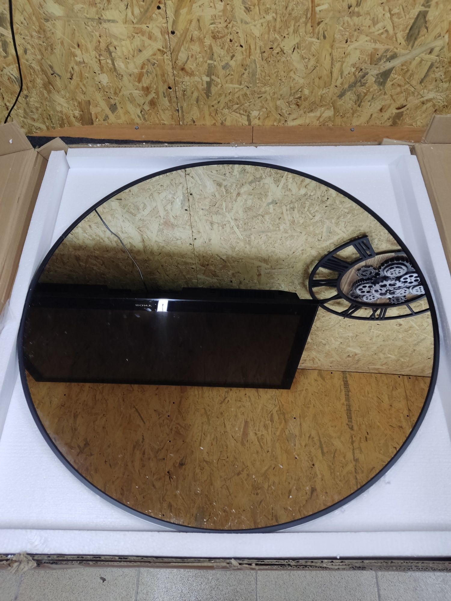 Koonmi Okrągłe Lustro, 80 cm czarne
