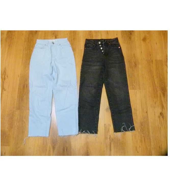 Amisu zestaw 2x spodnie jeans Mom niebieskie i czarne szerokie 32 XXS