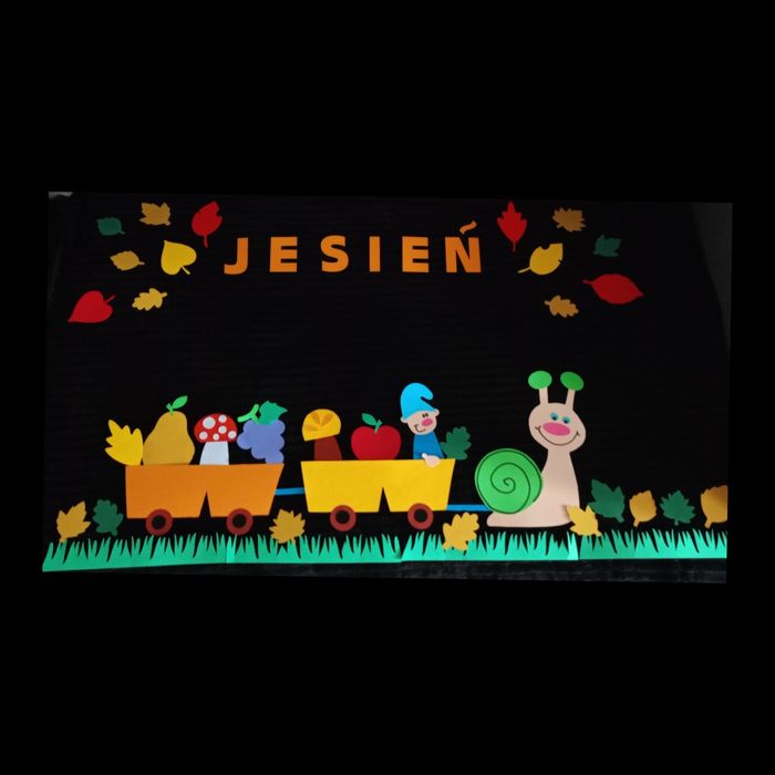 Jesień XXL (ślimak + wagony) - gazetka, dekoracja