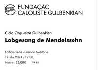 Vendo 2 Bilhetes Lobgesang Mendelssohn, Gulbenkian, 19 Abr 2024, 19h