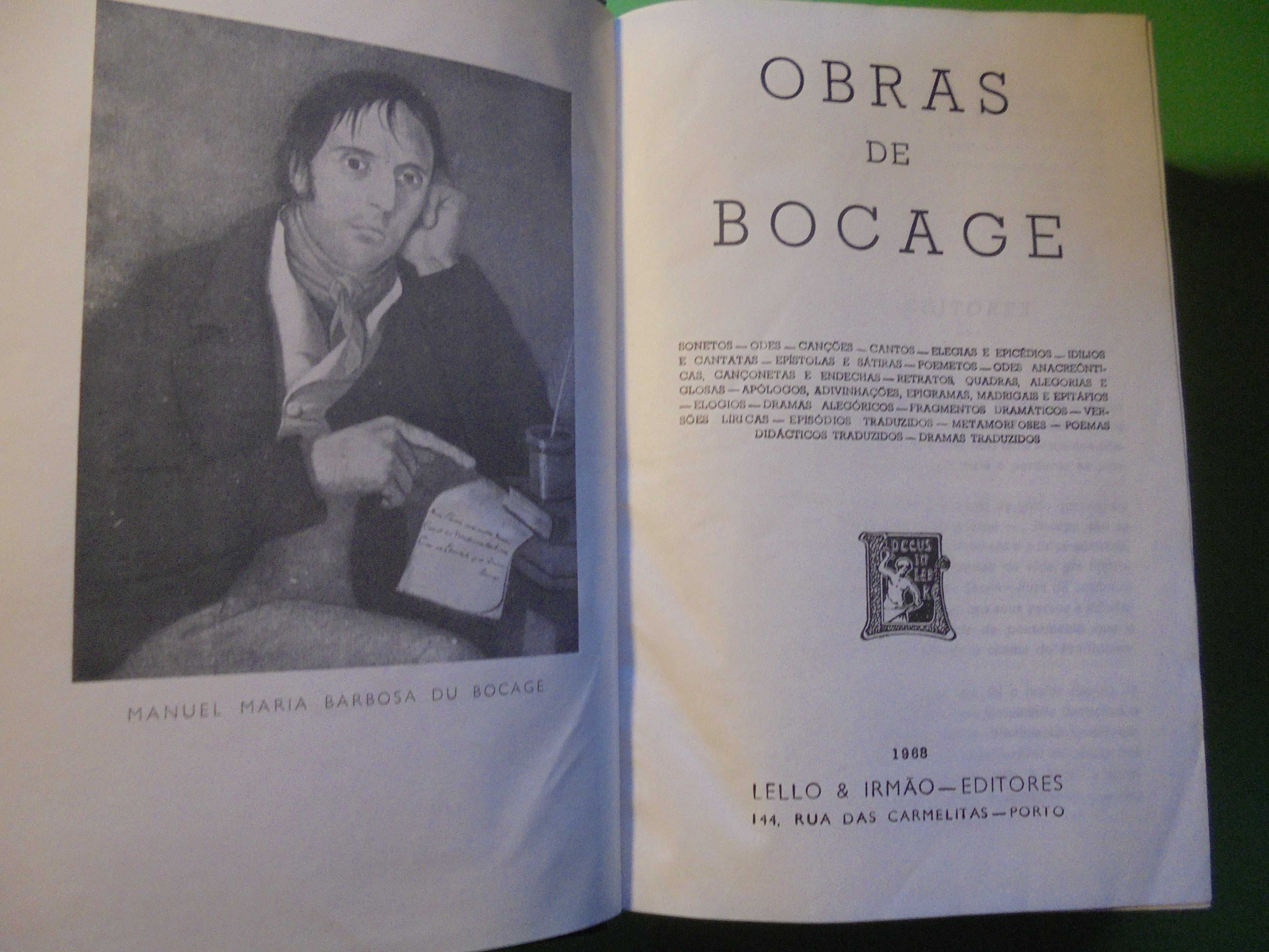 Bocage;Obras;Livraria Lello & Irmão,1968,