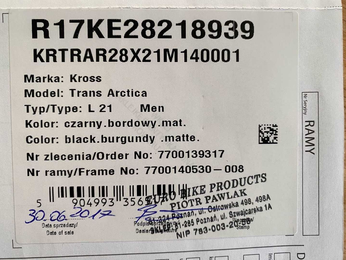 Kross Trans Arctica L21 CZARNY MAT 2017