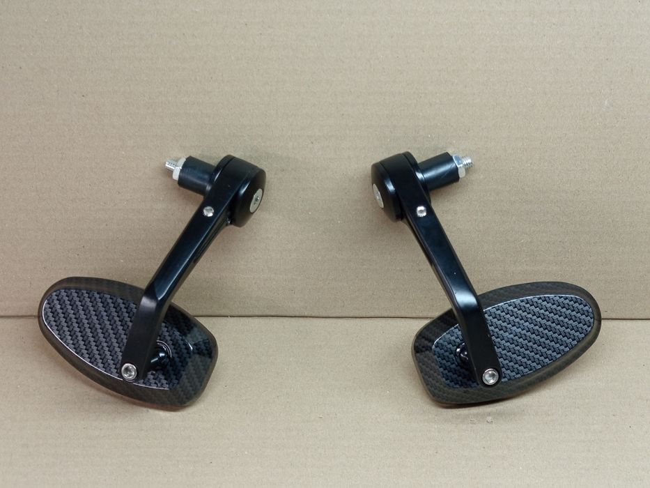 Зеркала мото (пара) "ОВАЛ CARBON" в торец руля