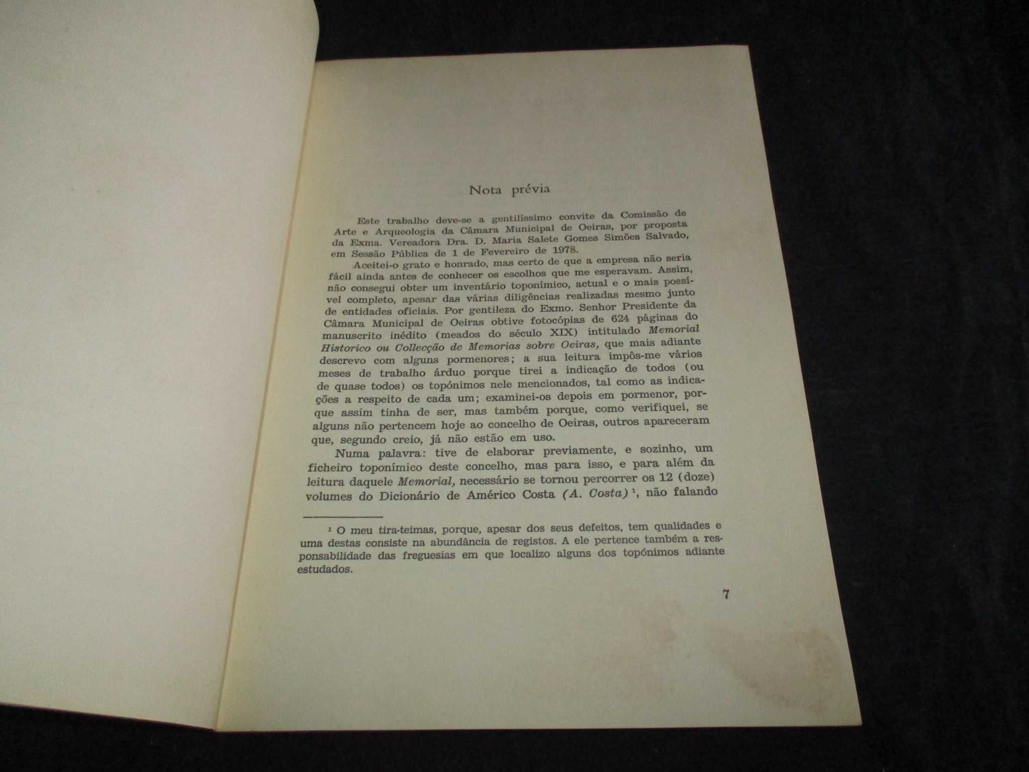 Livro Ensaio sobre a Toponímia do Concelho de Oeiras