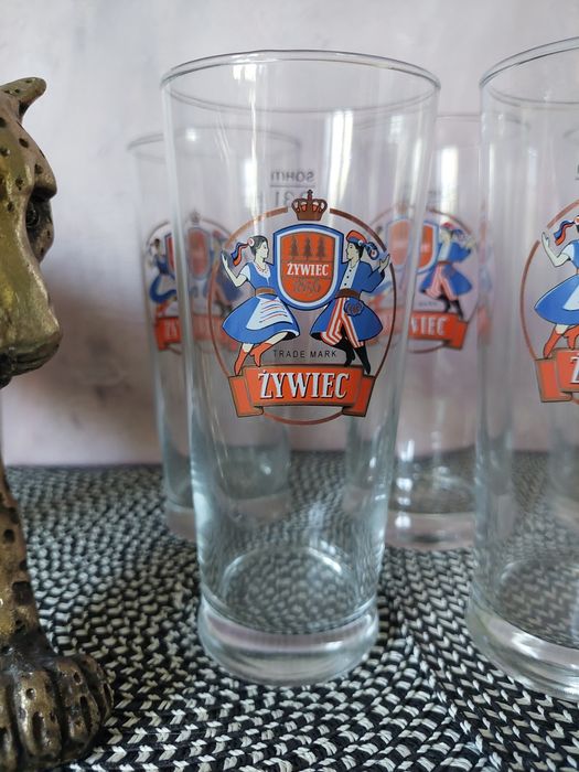 Zestaw 6 pokali szklanek vintage do piwa Żywiec nowe