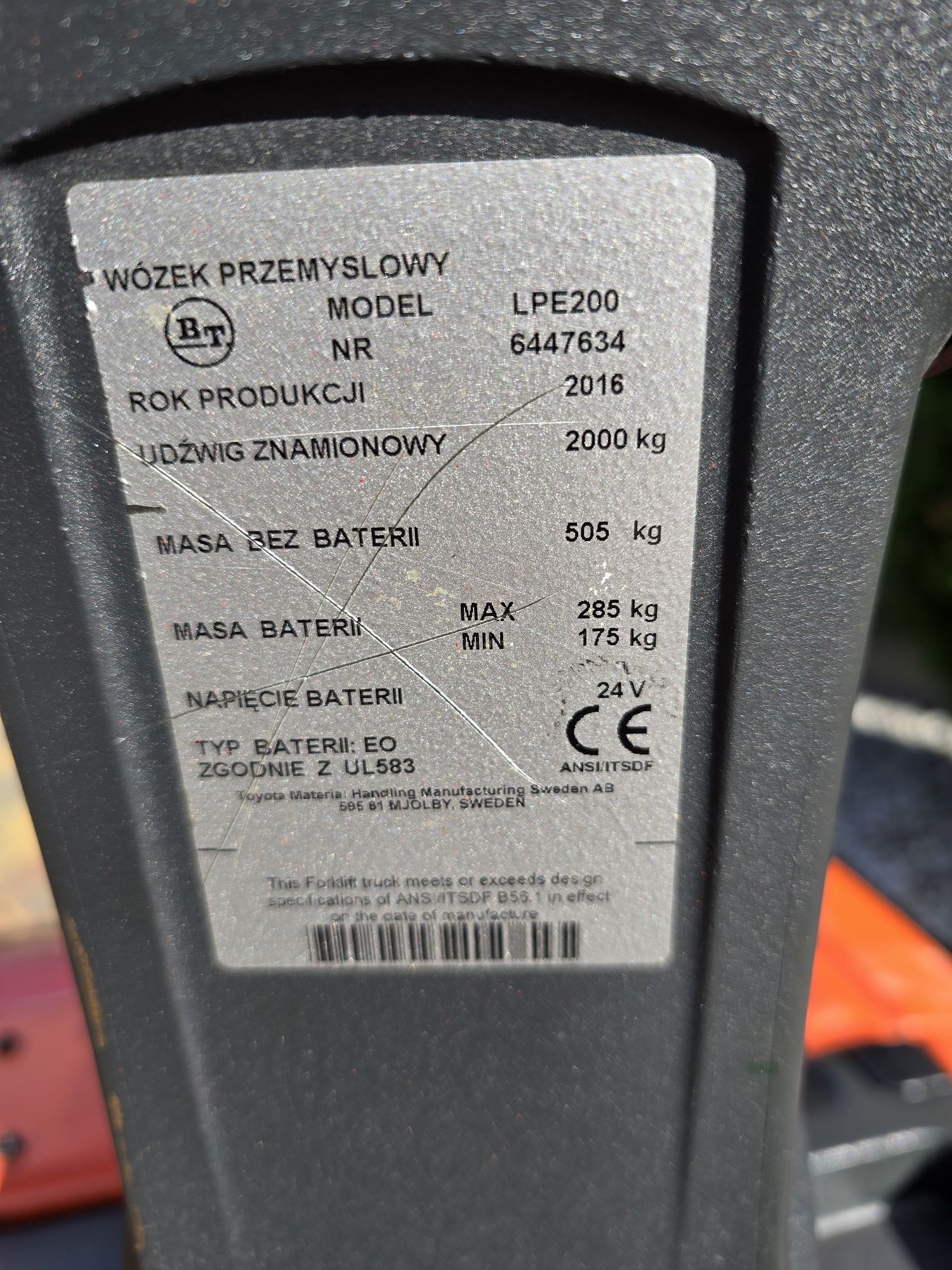 Wózek paletowy elektryczny Toyota BT LPE paleciak 2016r