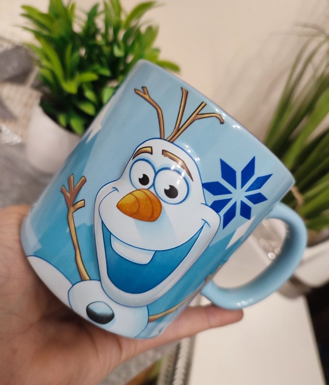 Niebieski kubek z bałwankiem 3 d