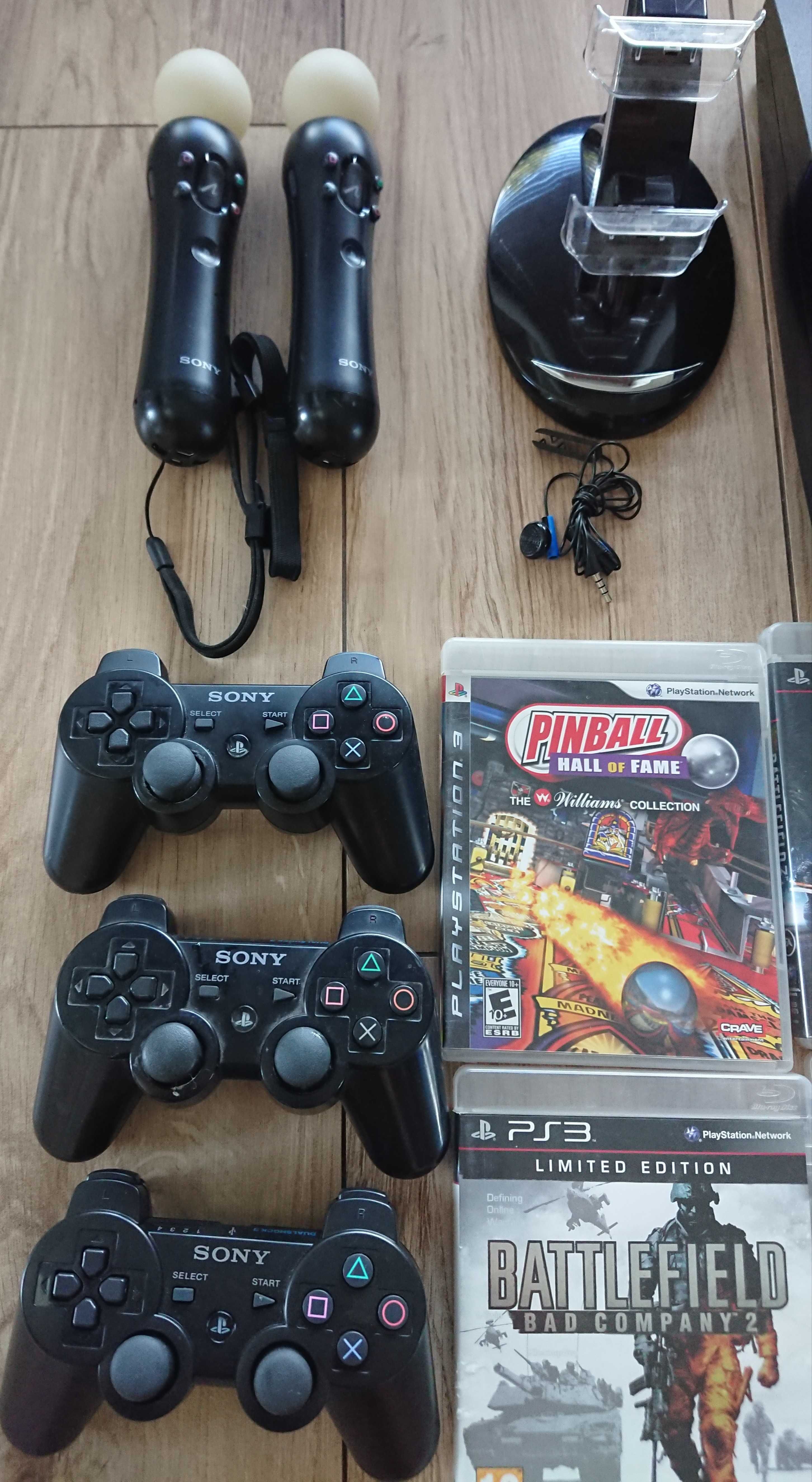 Sony PS 3 Slim 320GB-3 pady,2 kontrolery ruchu Move,ład. padów,6 gier