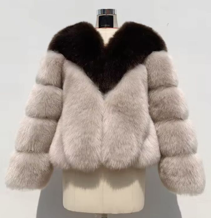 Kontantto futro dwu kolorowe puszyste cieple xs-3xl