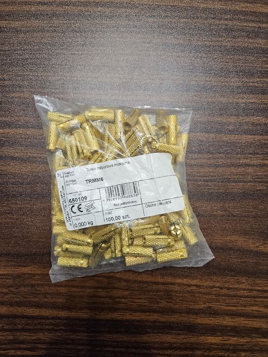 Tuleja rozporowa mosiężna, kotwa wbijana M6