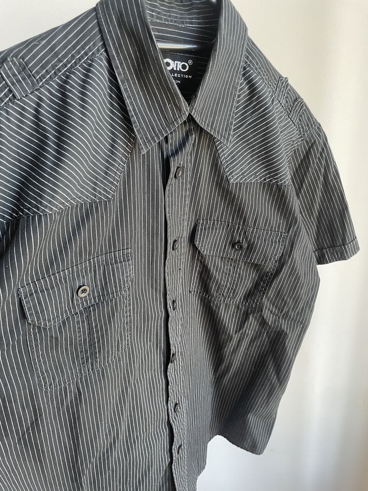 bawełniana koszula z krótkim rękawem w paski, M, toronto
