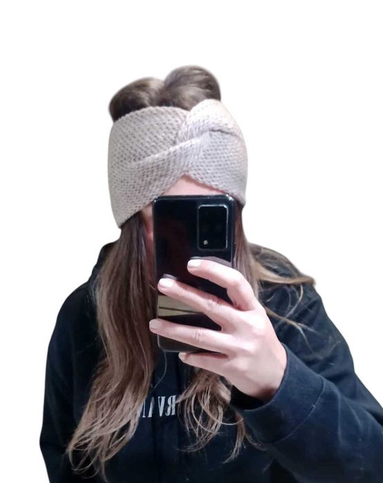 Opaska Handmade turban Węzeł szeroka Podwójna Jesień Zima Dwuwarstwowa