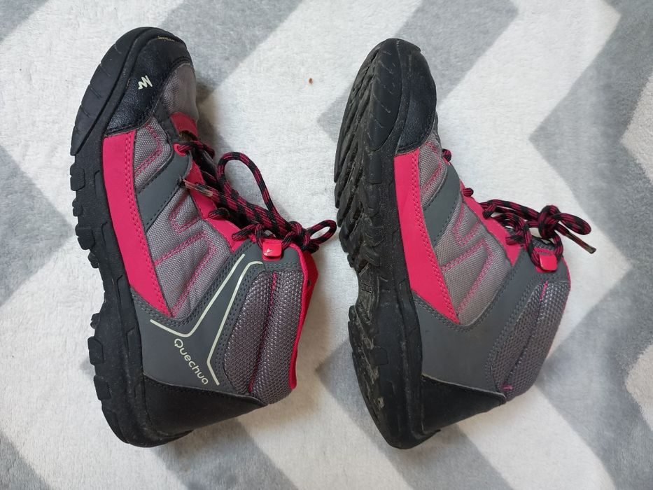 Buty dziewczęce r. 34 Arpenaz Quechua szaro różowe trekkingowe