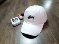 Кепка Stussy біла та чорна