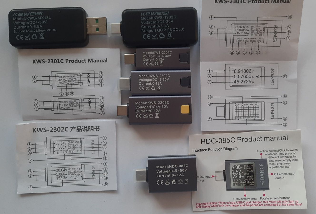 Usb тестер. Измеритель емкости 2303 2302C 2301 1902 085c kws-v20  otg