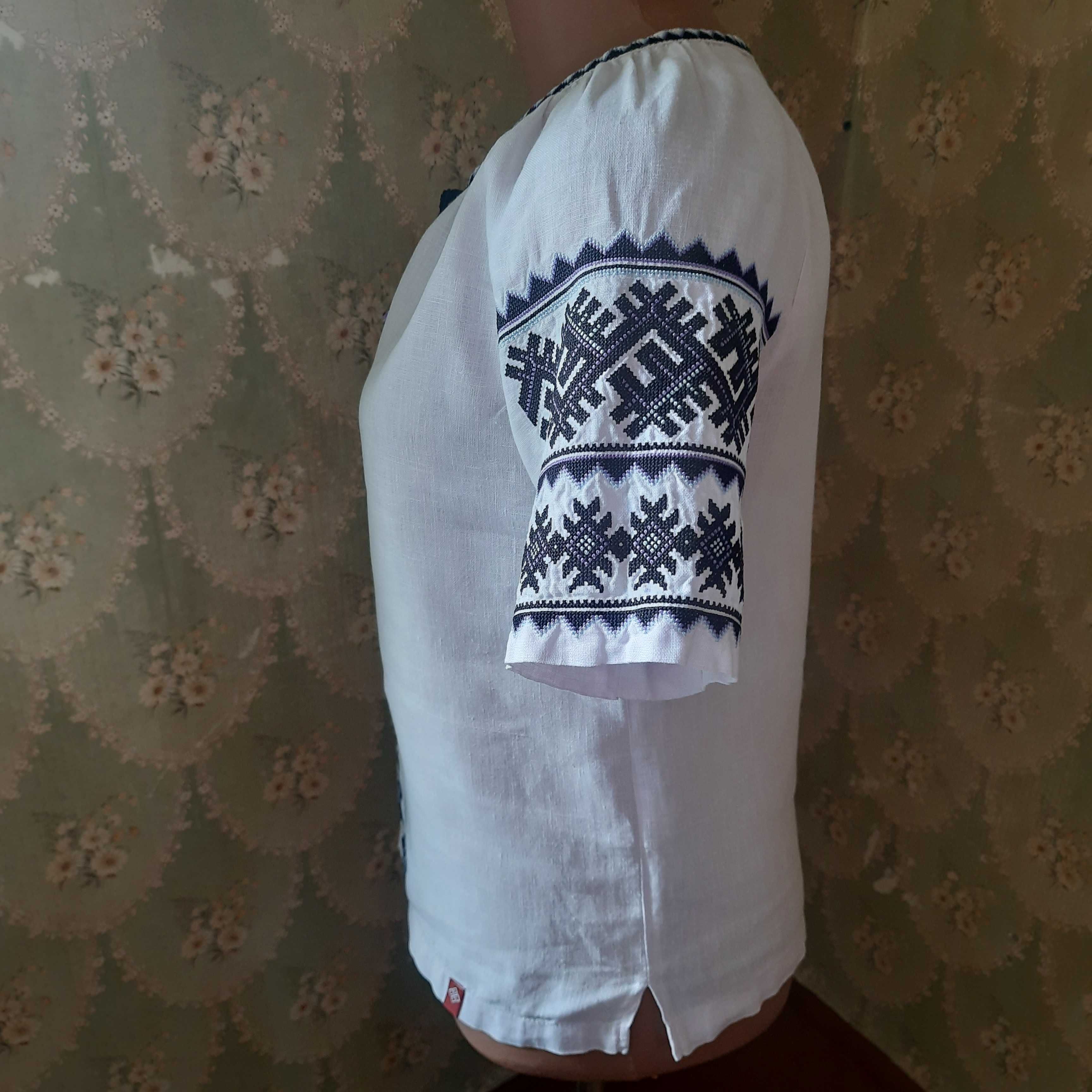 Вишиванка жіноча 100% ЛЬОН, з коротким рукавом (42-44 розмір)