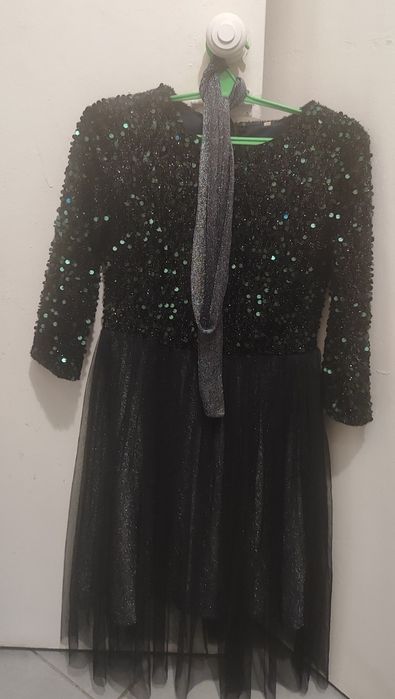 Зелено срібна новорічна сукня