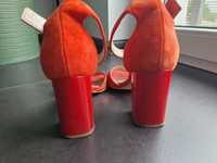 Skórzane sandałki damskie czerwone