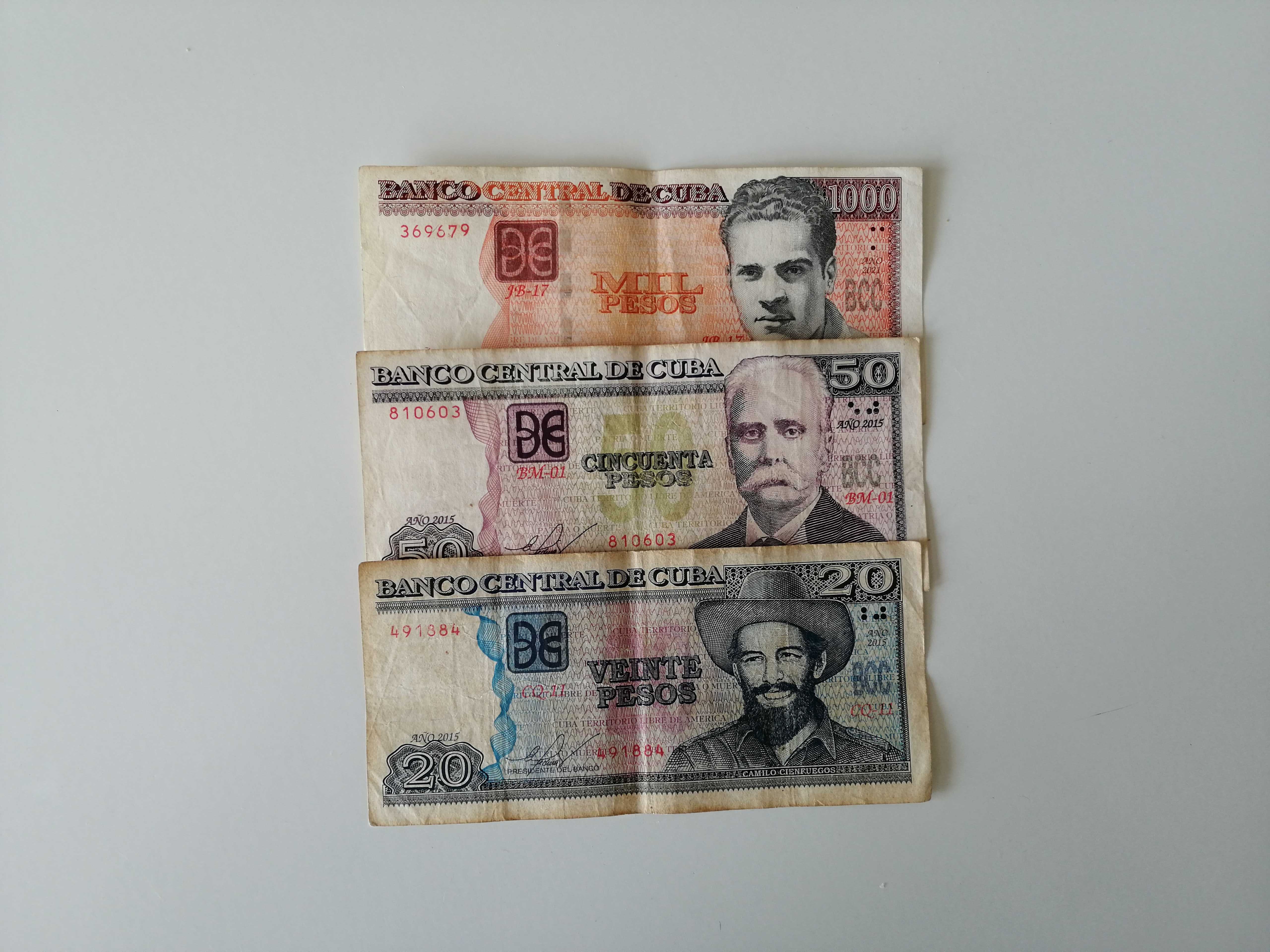 Zestaw 3 banknotów z Kuby