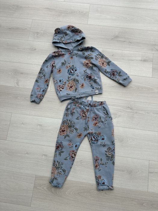 dres NEXT w kwiaty bluza z kapturem spodnie dresowe